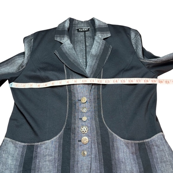 TUZZI Linen Blend 2 Pc Pantsuit Shoulder Pads Stretch Inserts Sz 12-14 - Picture 7 of 16